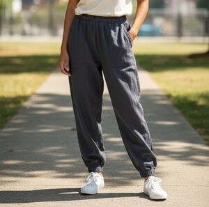 Love Tree Black Linen Like Joggers